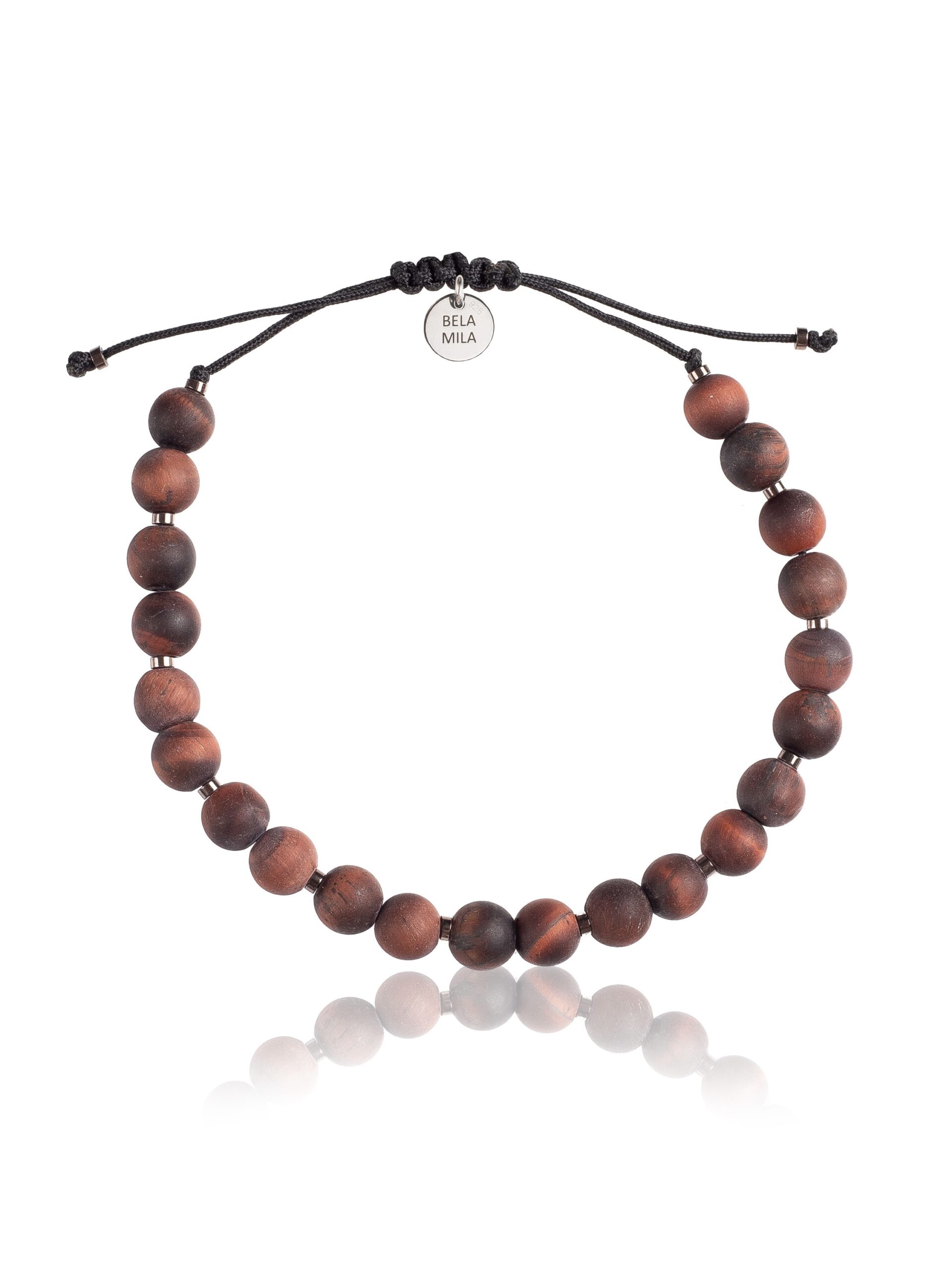 Męska bransoletka z bawolego oka i hematytu