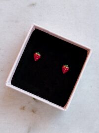 Kolczyki truskawki zapięcie sztyft